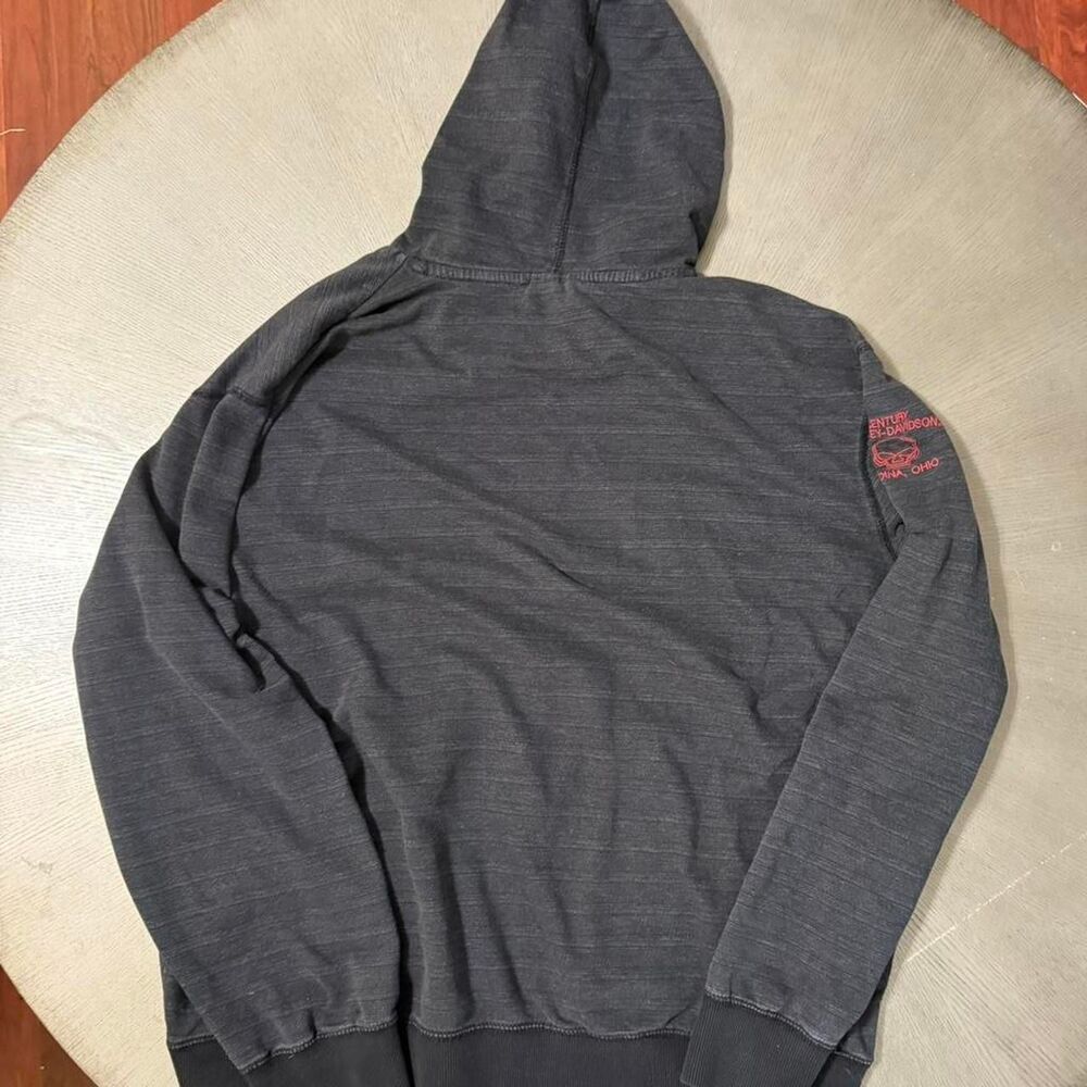 VTG Harley Davidson Hoodie XL Charcoal Gray Textured Willie G Skull Patch Biker - Picture 7 of 7